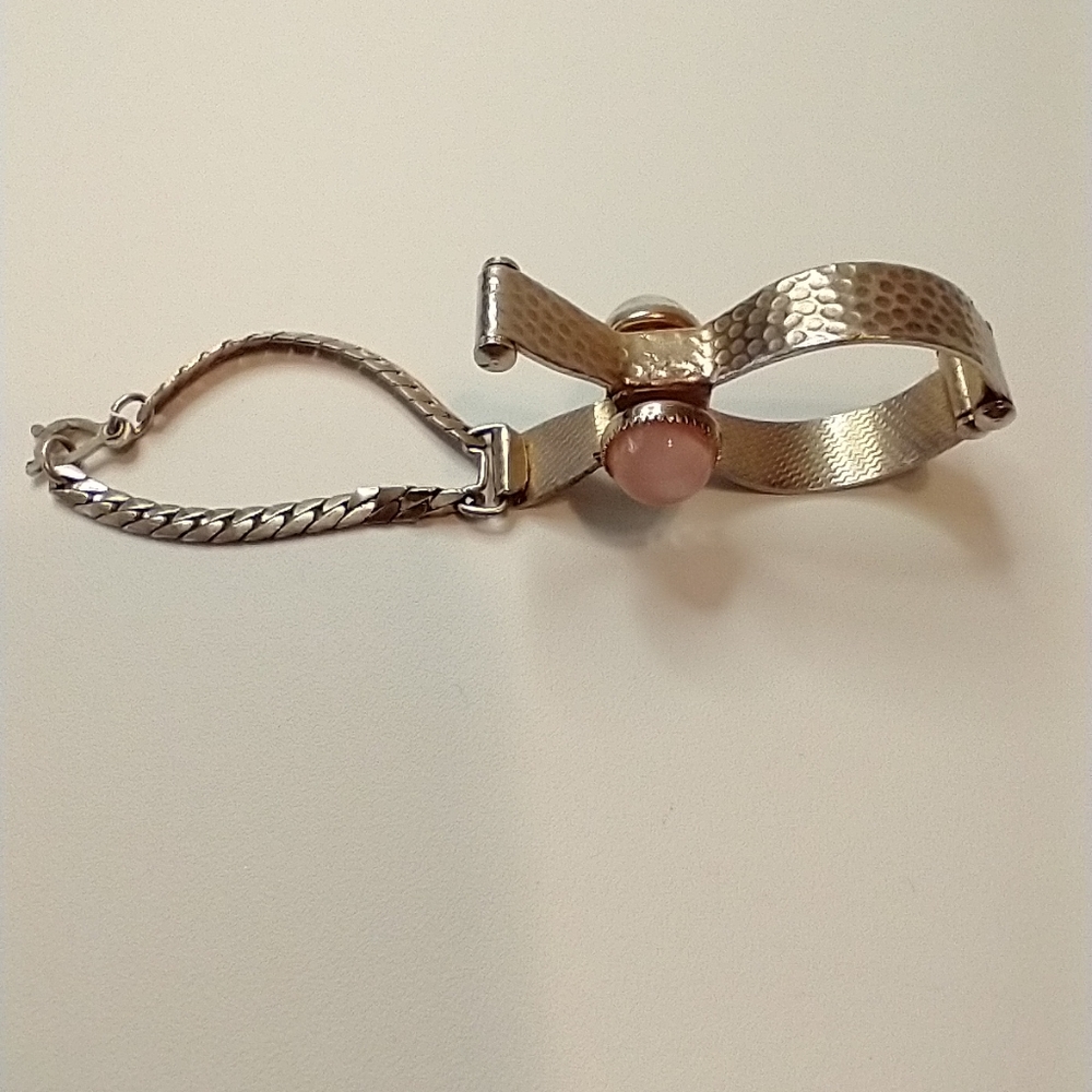 Vintage glove clip hammered texture pink glass - Picture 5 of 8